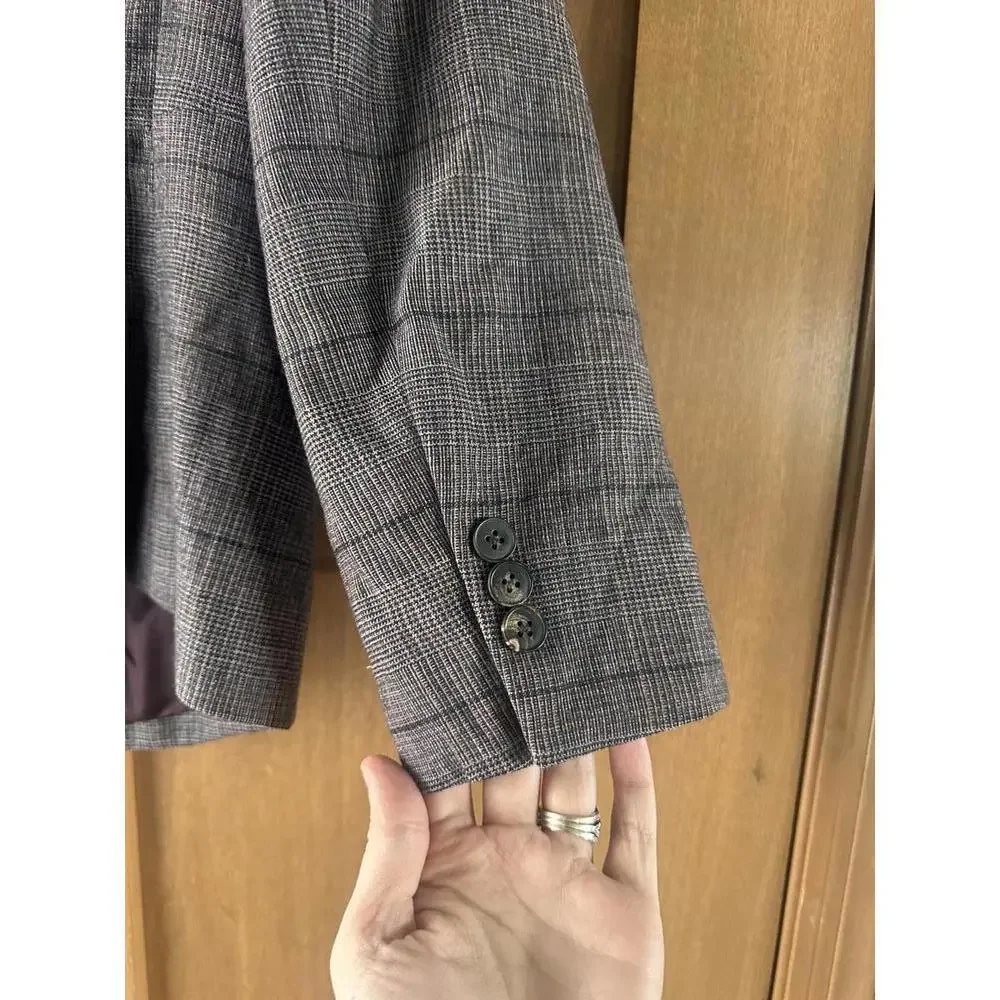 Brooks Brothers Wool & Cashmere Blend Purple Plaid Blazer Jacket Women’s size 12 - Picture 3 of 15